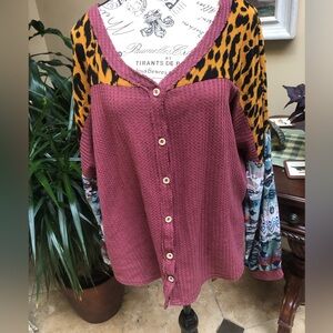 Fun mixed media kimono. Size XL.